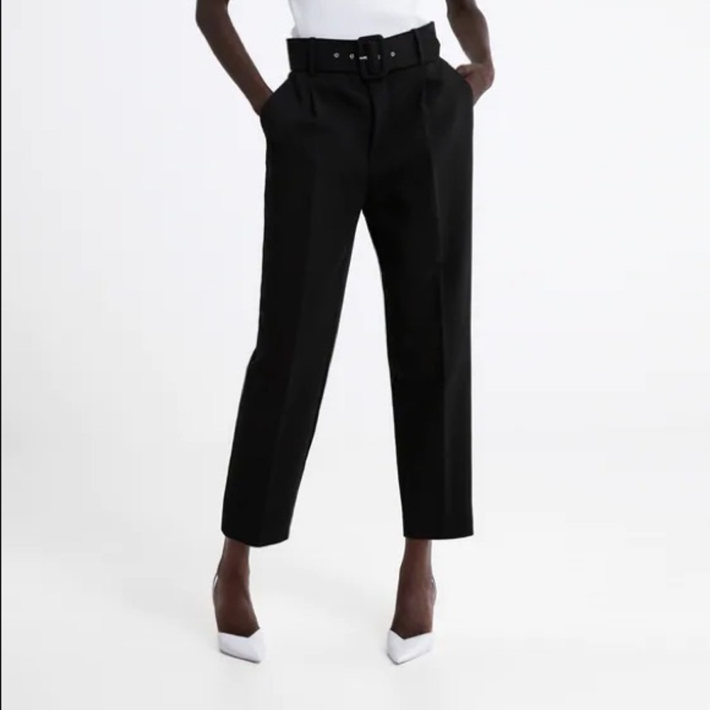 Zara High Waisted Belted Pants